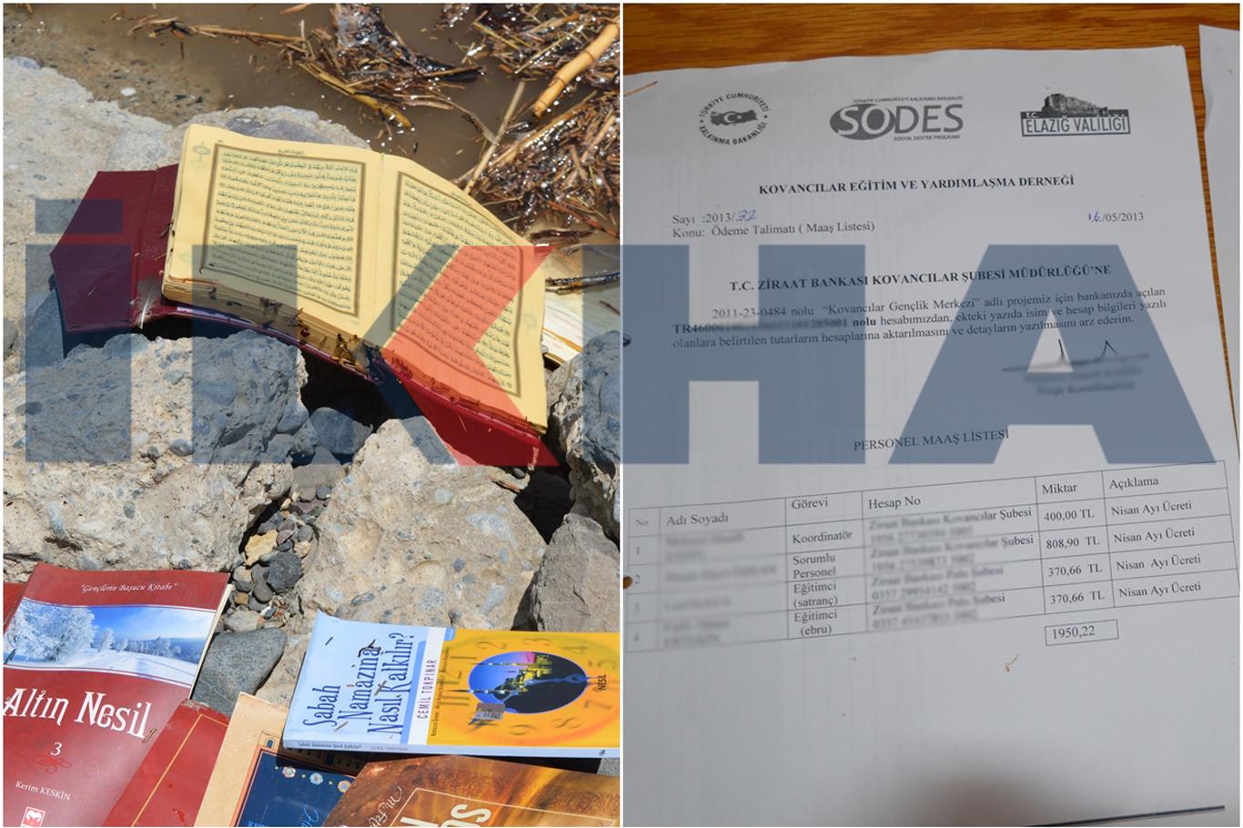 Nehre atılmış Kur’an, Gülen’e ait kitaplar ve resmi belgeler bulundu
